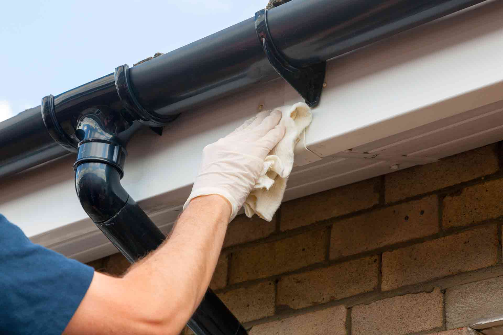 Exterior UPVC fascia and gutter cleaning on a residential property